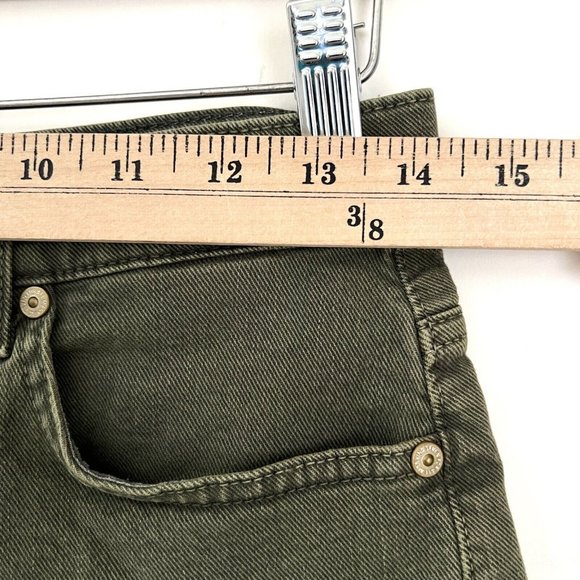 7 For All Mankind Size 28 Olive Army Green Shorts Frayed Mid- Rise - Picture 7 of 10